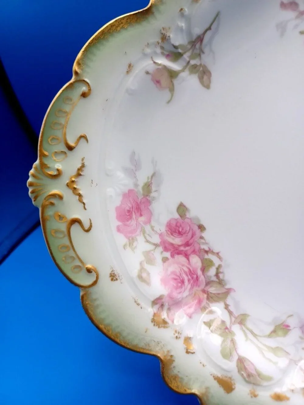 Belle Epoch  GDA Haviland Limoges Rose Scalloped Serving Tray Platter Antique
